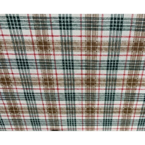 Vintage Green Brown Plaid Cotton Fabric 1/2 Yard 44" Quilting Sewing - Picture 2 of 4